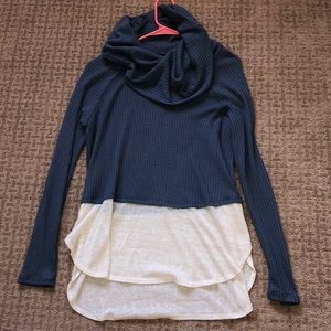 Dry Goods Blue Cowl-neck Sweater